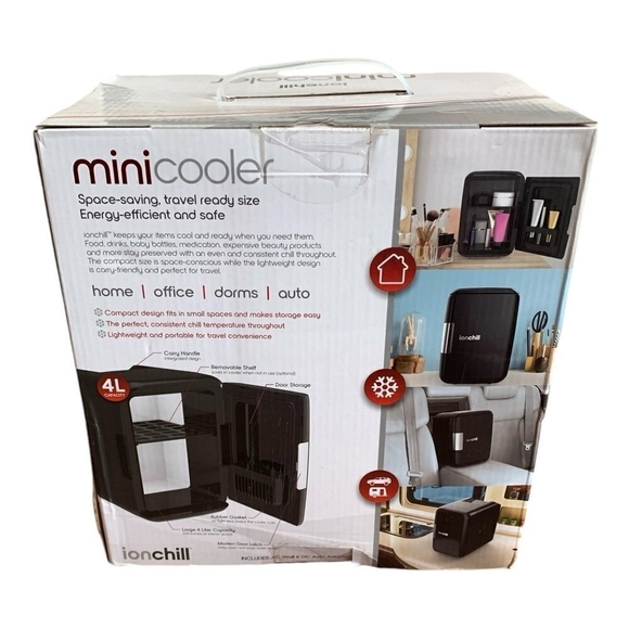 NIB Ionchill Minicooler AC/DC Portable Thermoelectric Cooler 4L Travel Fridge - Picture 3 of 5